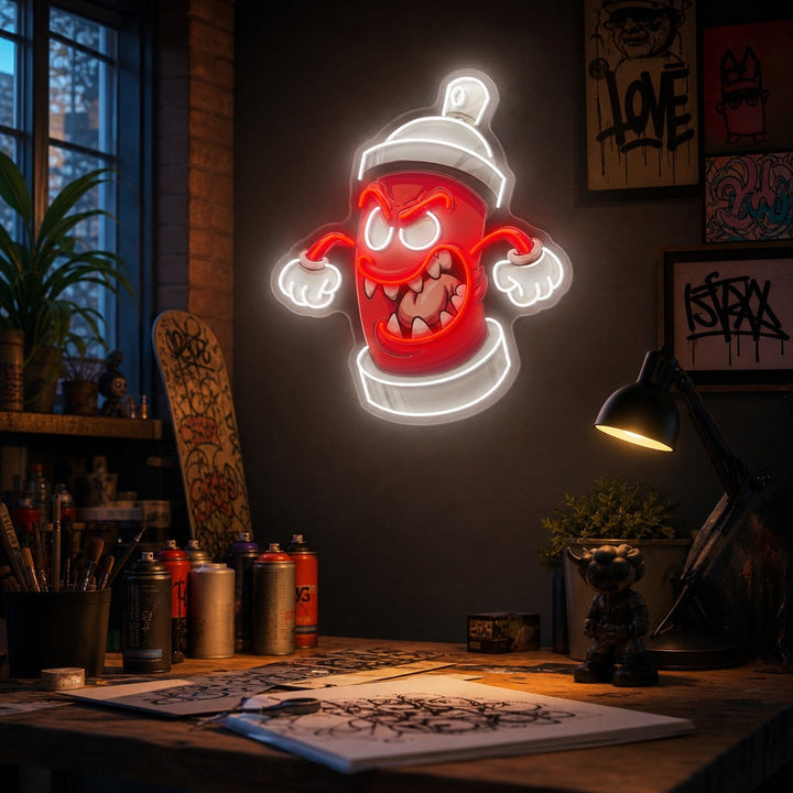 "Graffiti -Spray Can Monster" UV-bedruckt LED-Neonschild