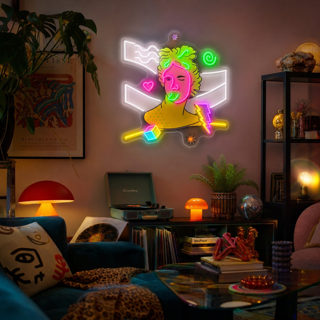 "Griechische Trippy -Skulptur" UV-bedruckt LED-Neonschild
