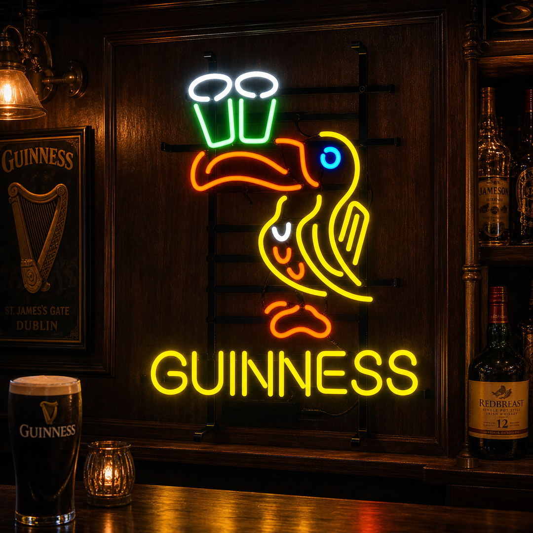 "Guinness, Neon-Bierschild" Neonschrift