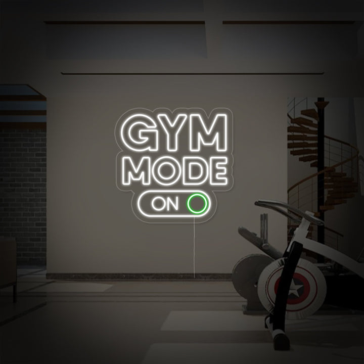 "Gym Mode On" Neonschrift, Gym Leuchtreklame, Homegym Deko