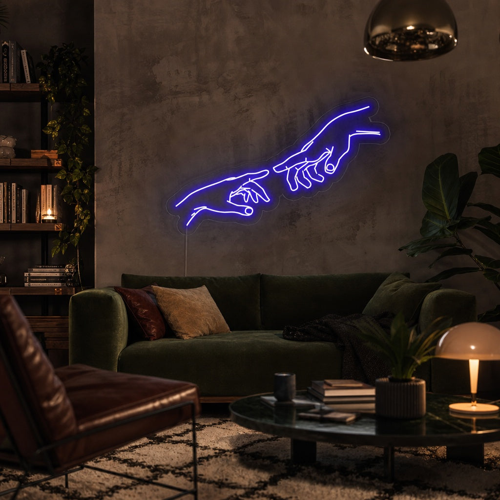"Hand Gottes" Neonschrift