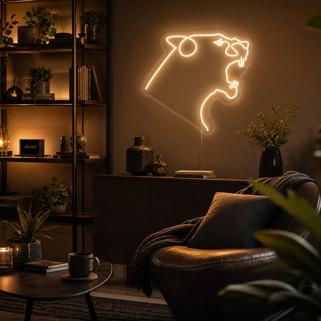 "Kopf Des Tigers" Neonschrift