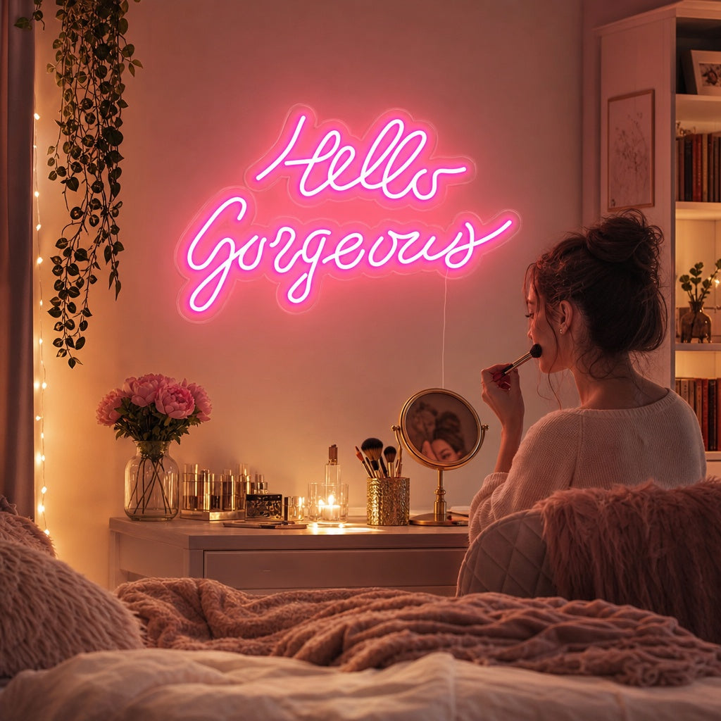 "Hello Gorgeous" Neonschrift