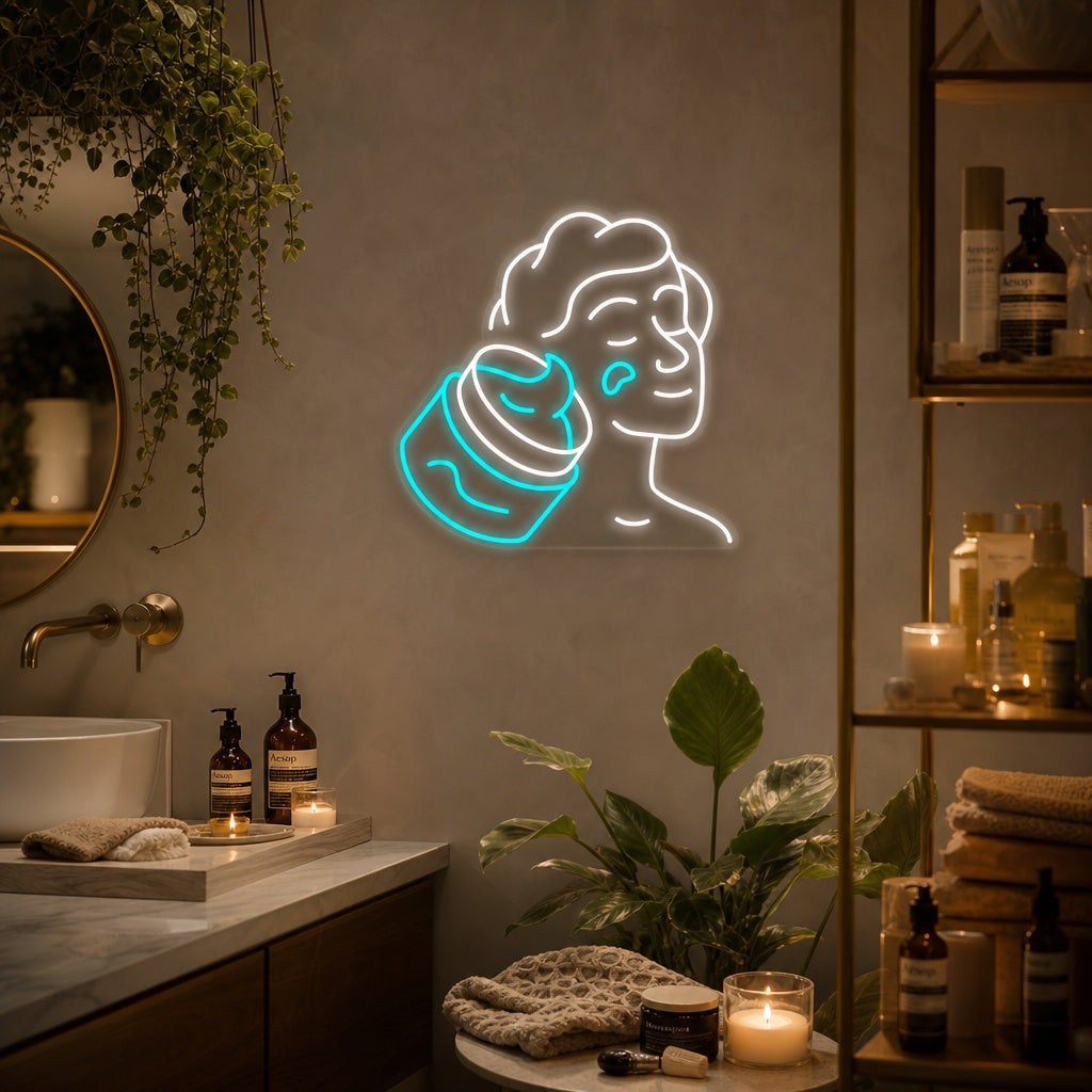 "Hygiene Hautpflege" Neonschrift