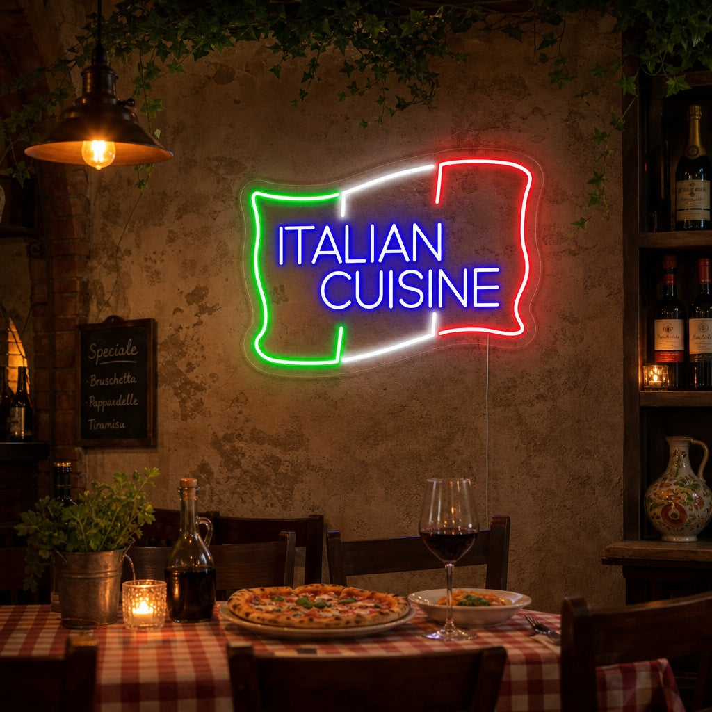 "ITALIAN CUISINE" Neonschrift
