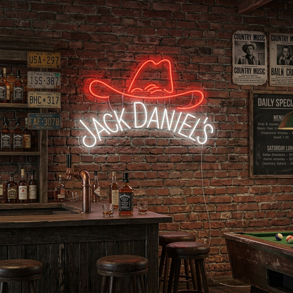 "Jack Whiskey Cowboy-Hut" Neonschild