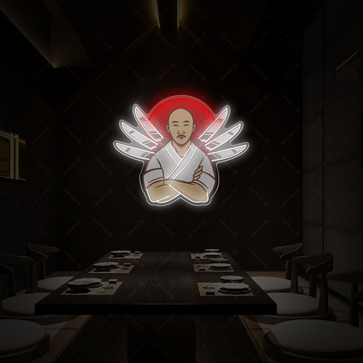 Japanischer Koch Neonschild, Japanische Restaurantdekoration