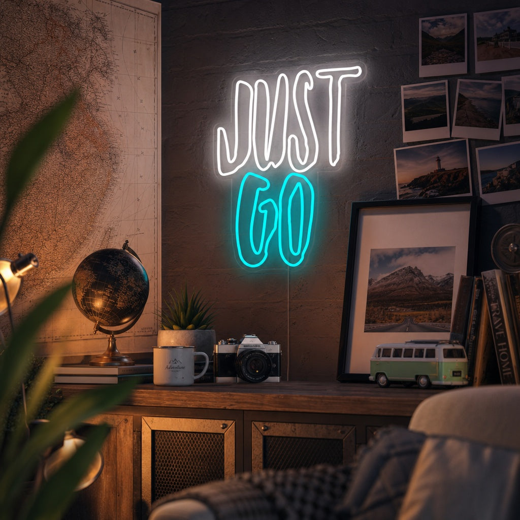 "Just Go" Neonschrift