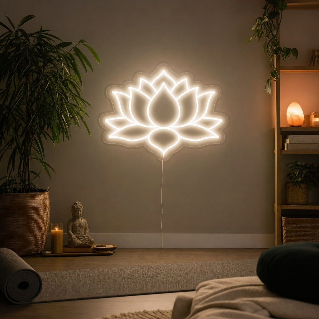 "Lotusblume Yoga, Yoga Dekoration" Neonschrift