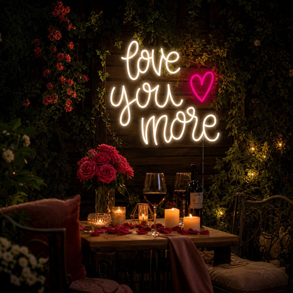 "Love You More" Neonschrift