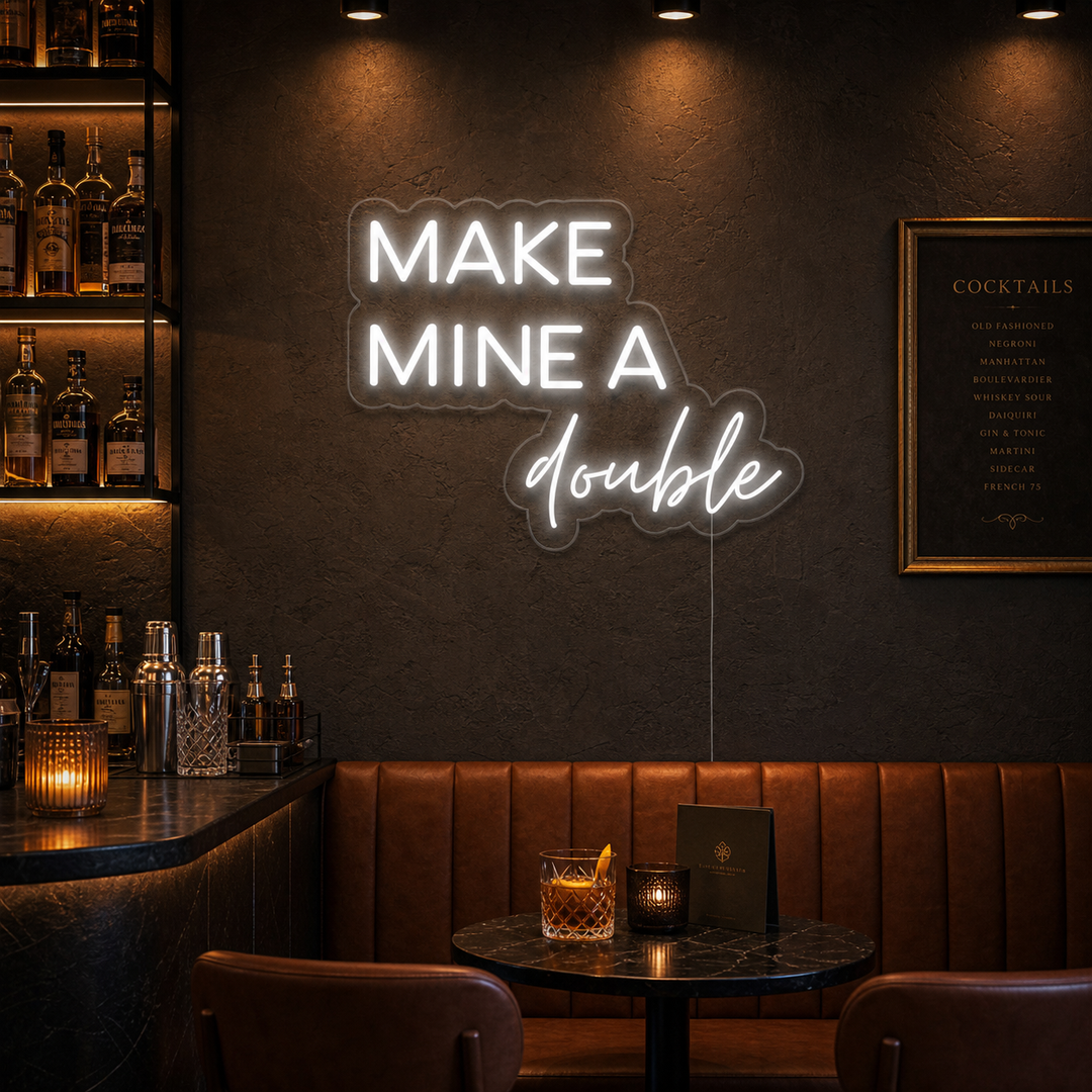 "Make Mine A Double Bierbar" Neonschrift