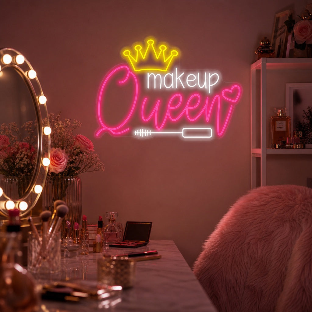 "Makeup Queen" Neonschrift