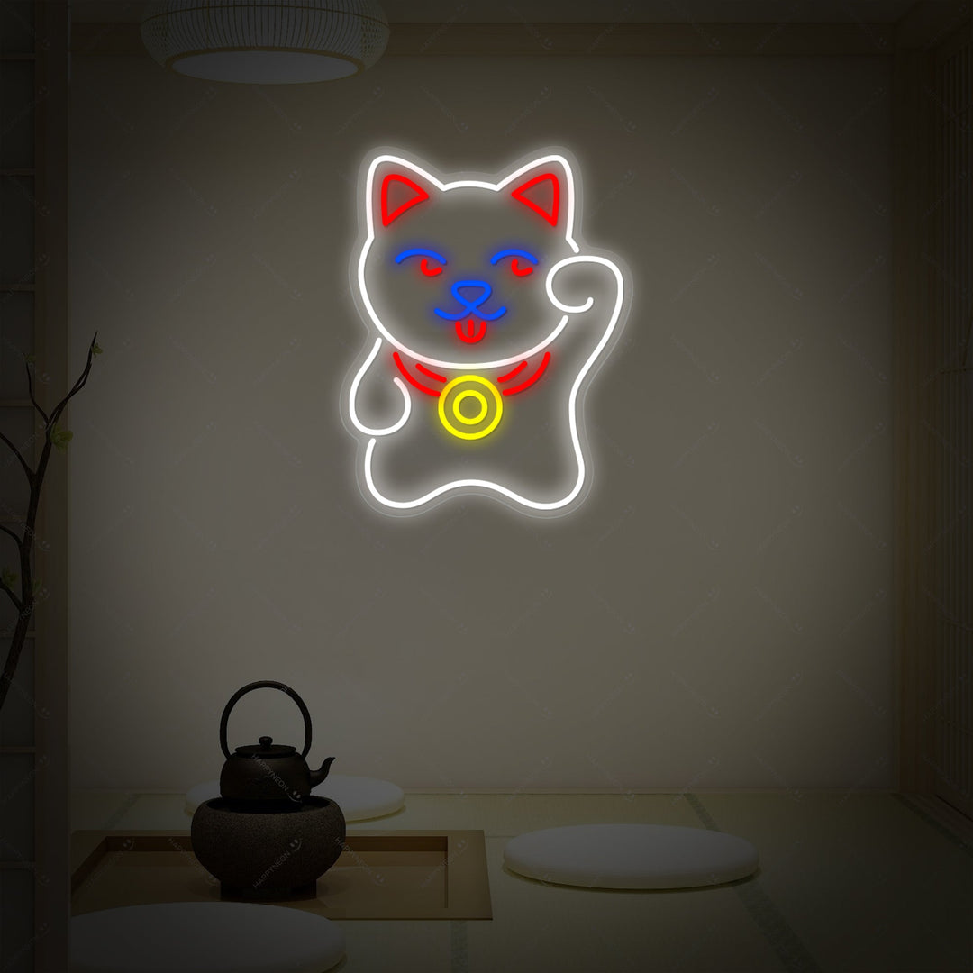 Maneki Neko Katze Neonschild, Japanisches Neon-Schild