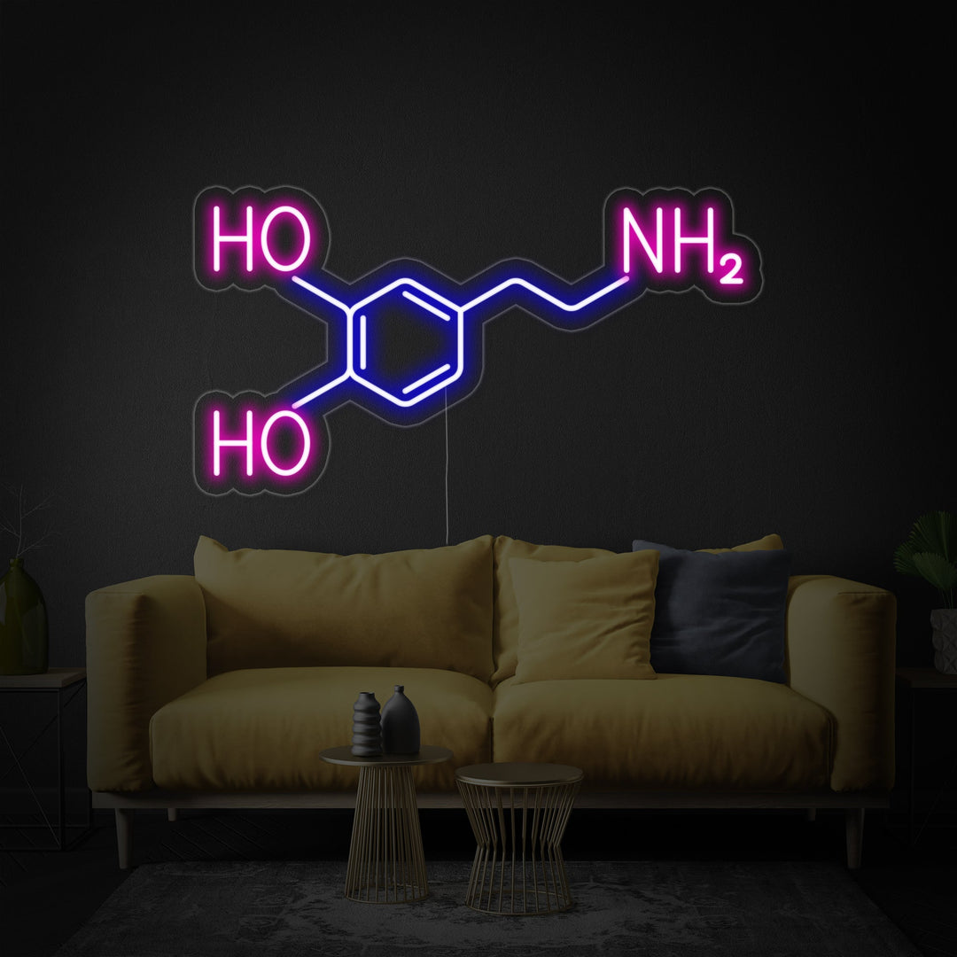 "Dopamin-Molekül" Neonschrift