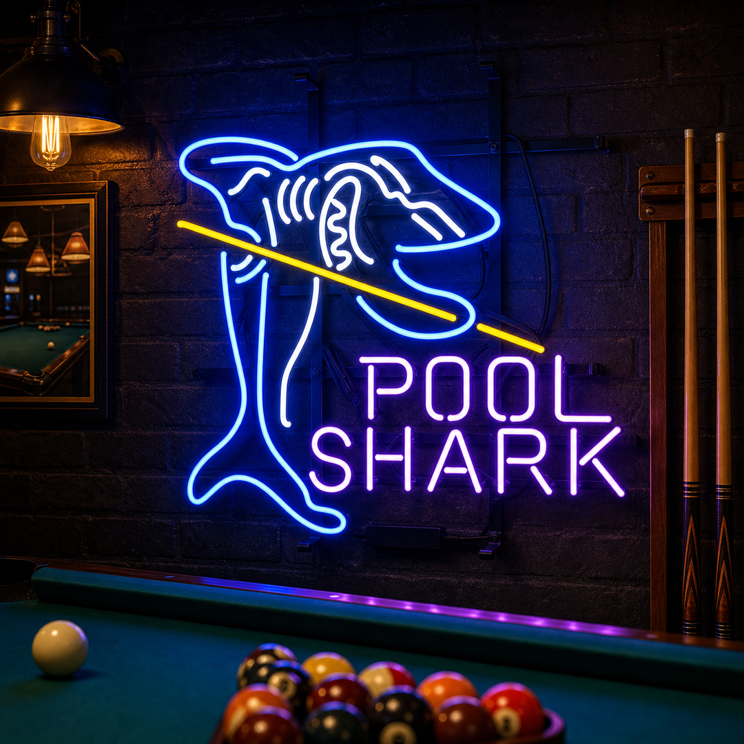 "Pool Shark" Neonschrift,Billard Neonschrift, Pool Leuchtreklame, Pool Leuchtschild