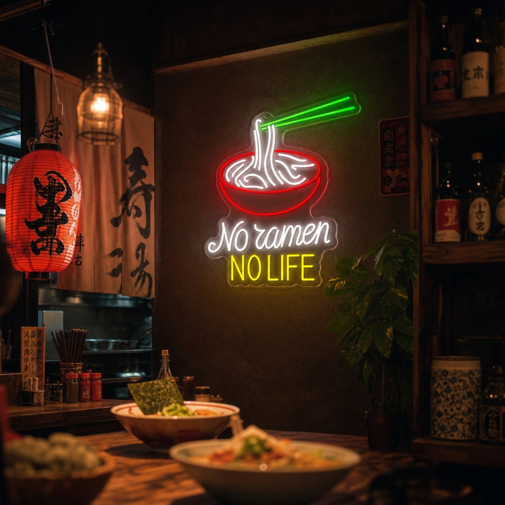 No Ramen No Life Neonschild, Japanische Restaurantdekoration