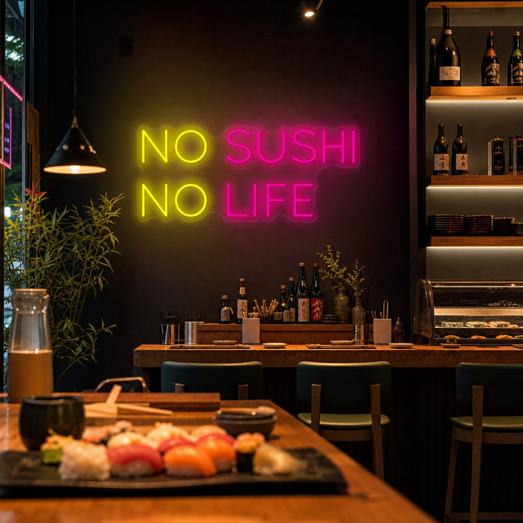 No Sushi No Life Neonschild, Japanische Restaurantdekoration