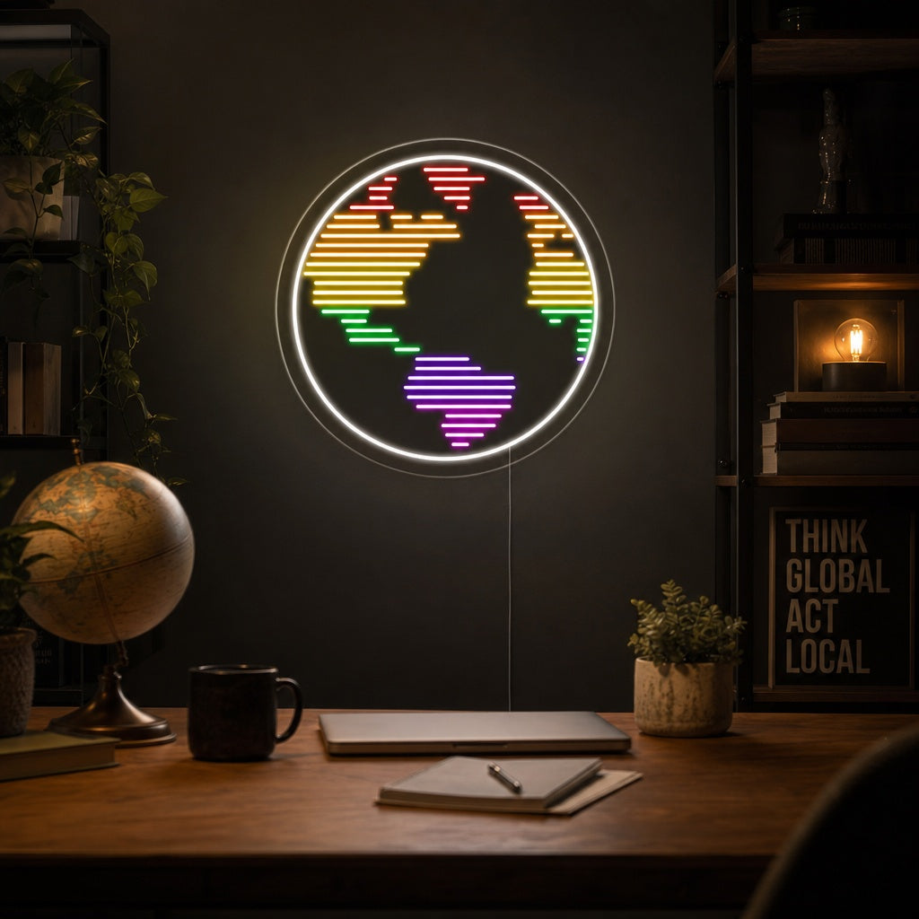 "Planet, Erde" Neonschrift