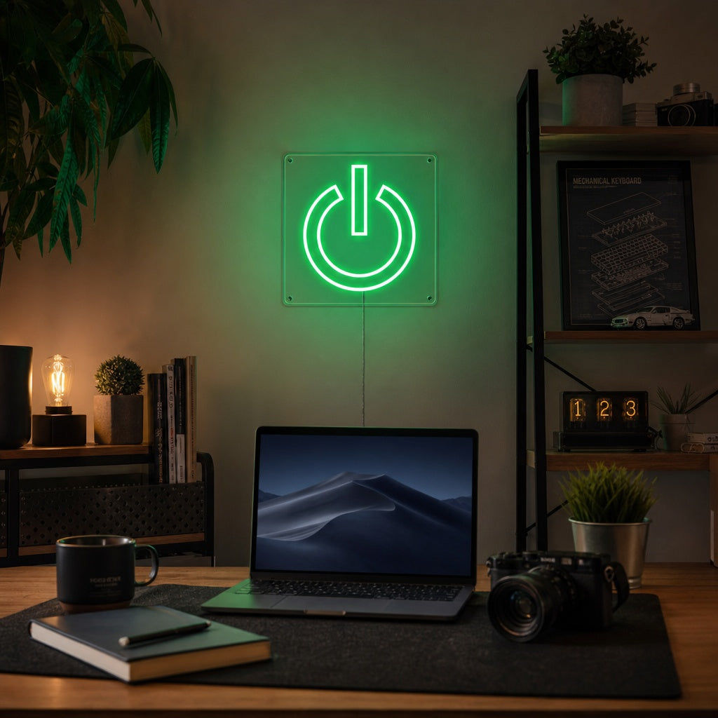 "Power Button, Spielzimmer Dekoration" Neonschrift
