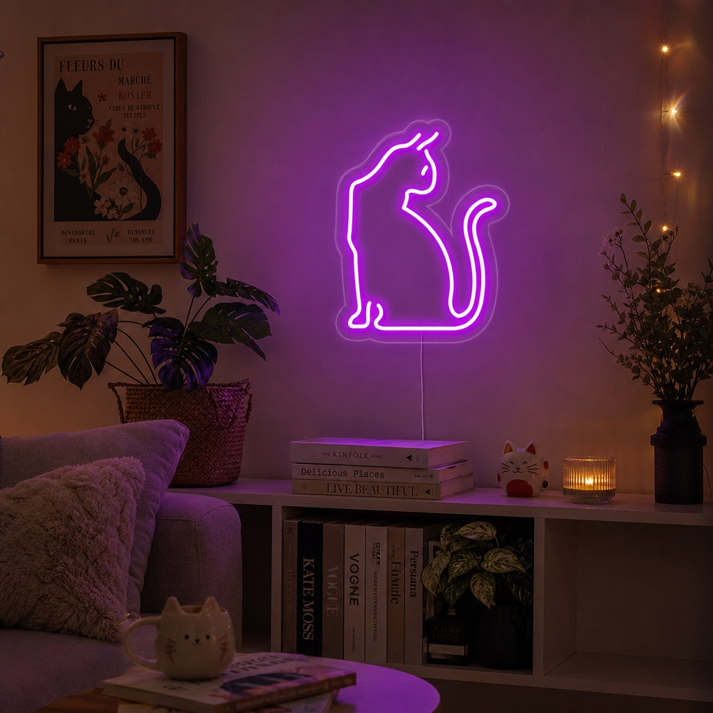 "Kätzchen, Katzenartige, Hauskatzen" Neonschrift