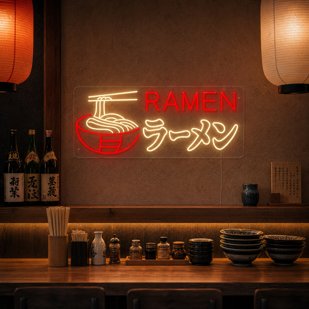Ramen-Nudeln Neonschild, Japanische Restaurantdekoration