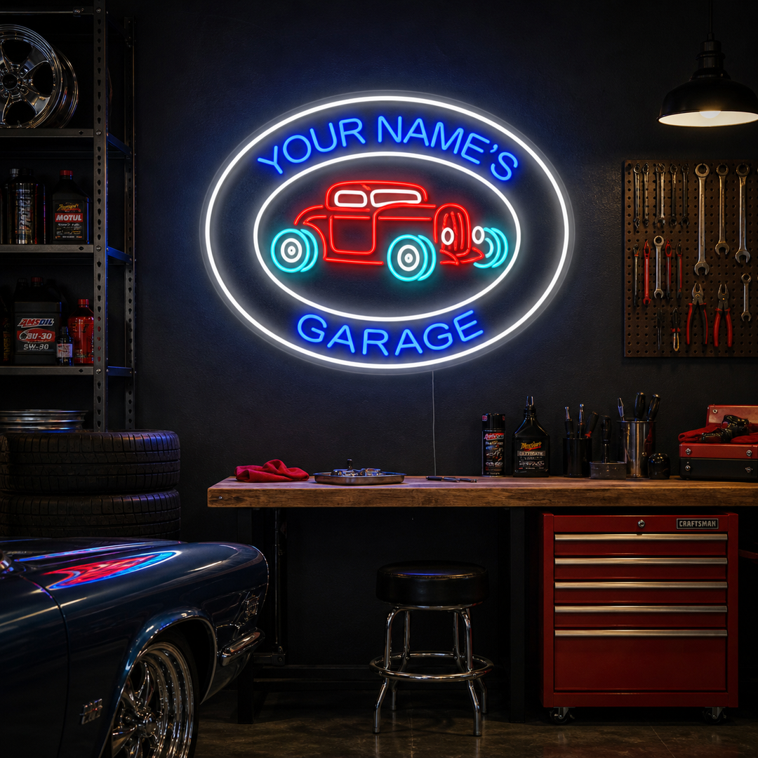 "Scotts Garage" Neonschrift