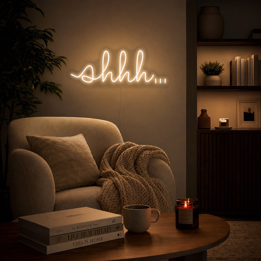 "Shhh" Neonschrift