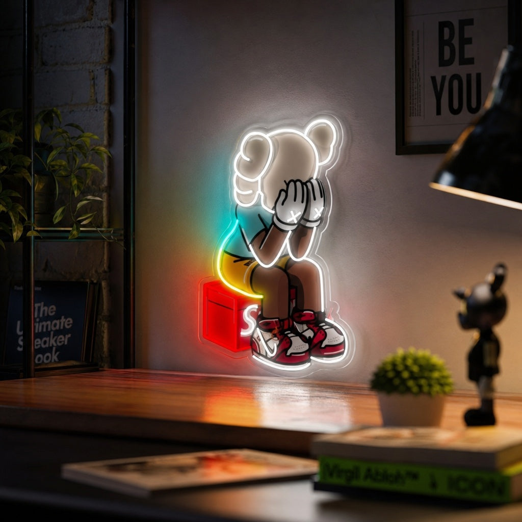 "Kaw sitzen" UV-bedruckt LED-Neonschild