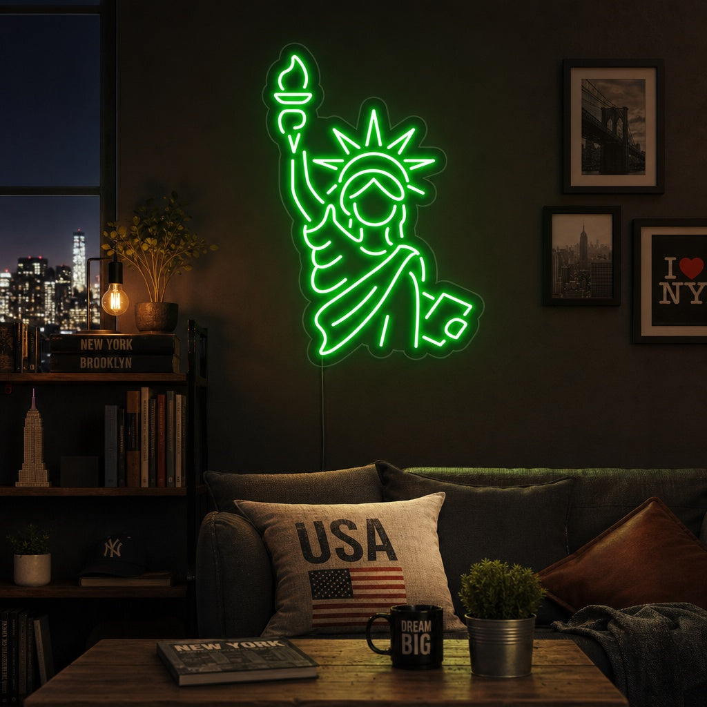 "Freiheitsstatue" Neonschrift