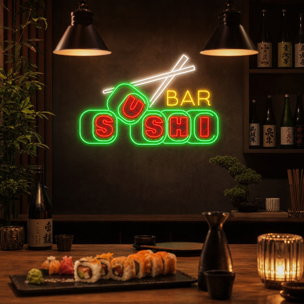 Sushi Bar Neonschild, Japanische Restaurantdekoration