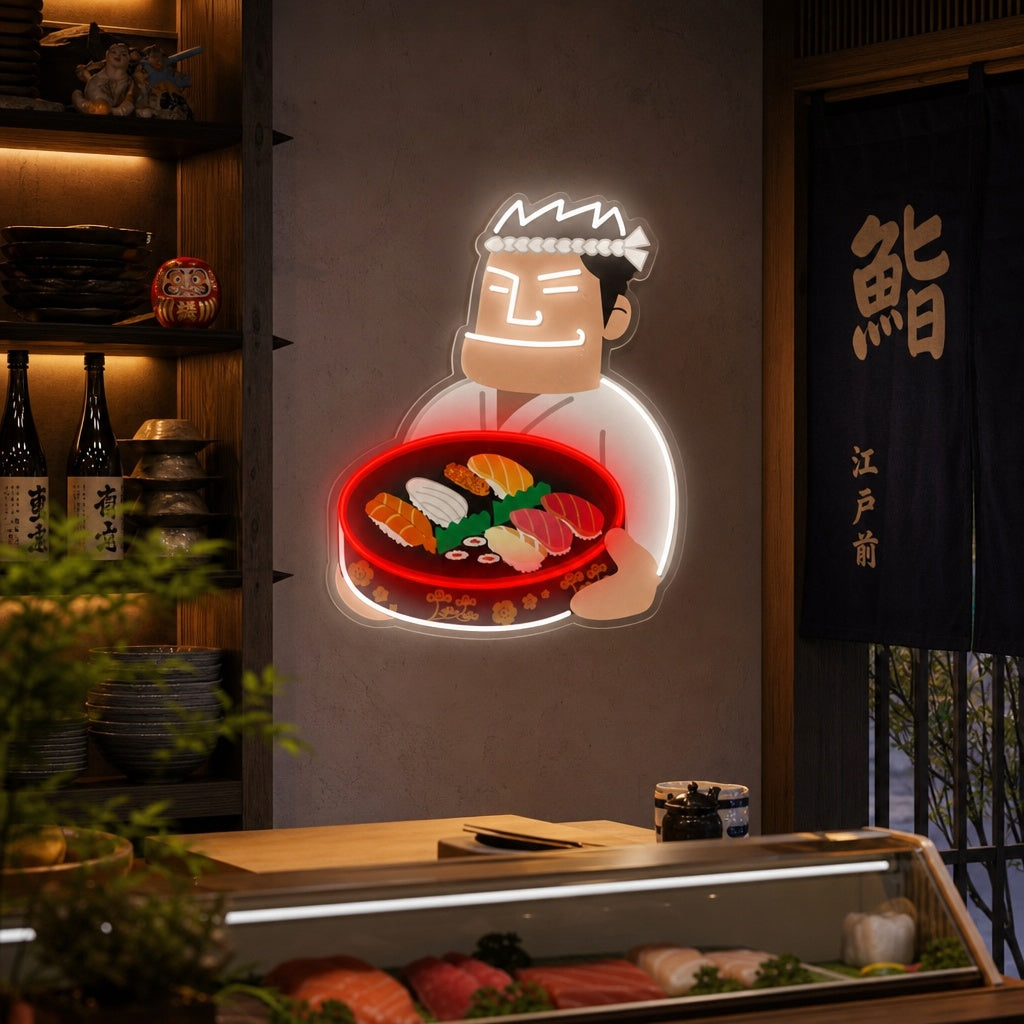 Sushi Chef Neonschild, Japanische Restaurantdekoration