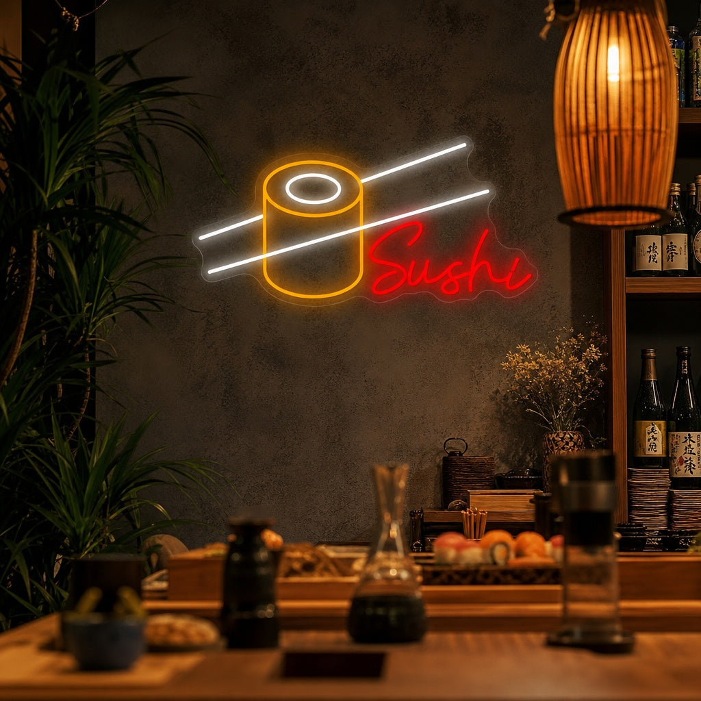 Sushi-Rolle Neonschild, Japanische Restaurantdekoration