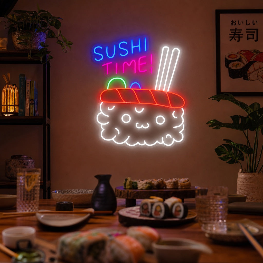 Sushi Time Neonschild, Japanische Restaurantdekoration