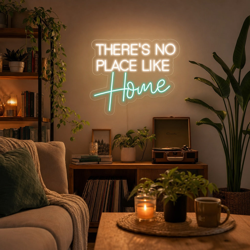 "THERES NO PLACE LIKE HOME" Neonschrift