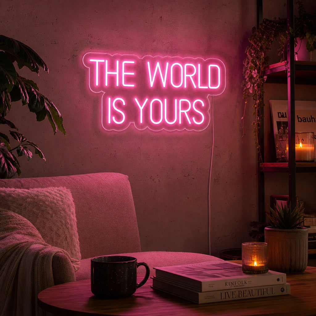 "The World is Yours" Neonschrift