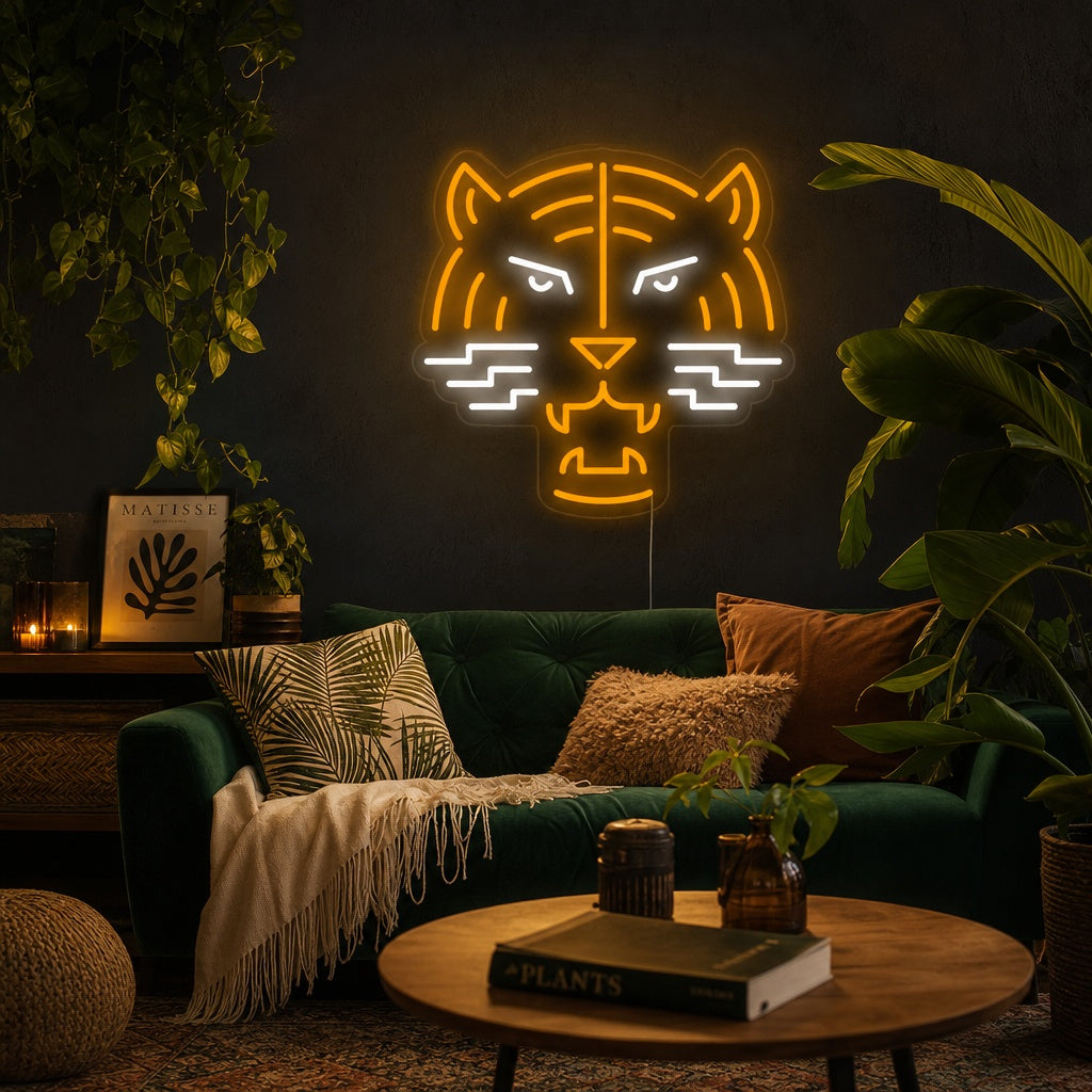 "Tigerkopf" Neonschrift