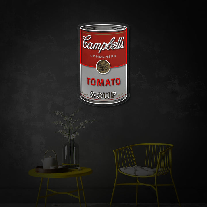 "Tomatensuppe Dose, Pop Art" UV-bedruckt LED-Neonschild