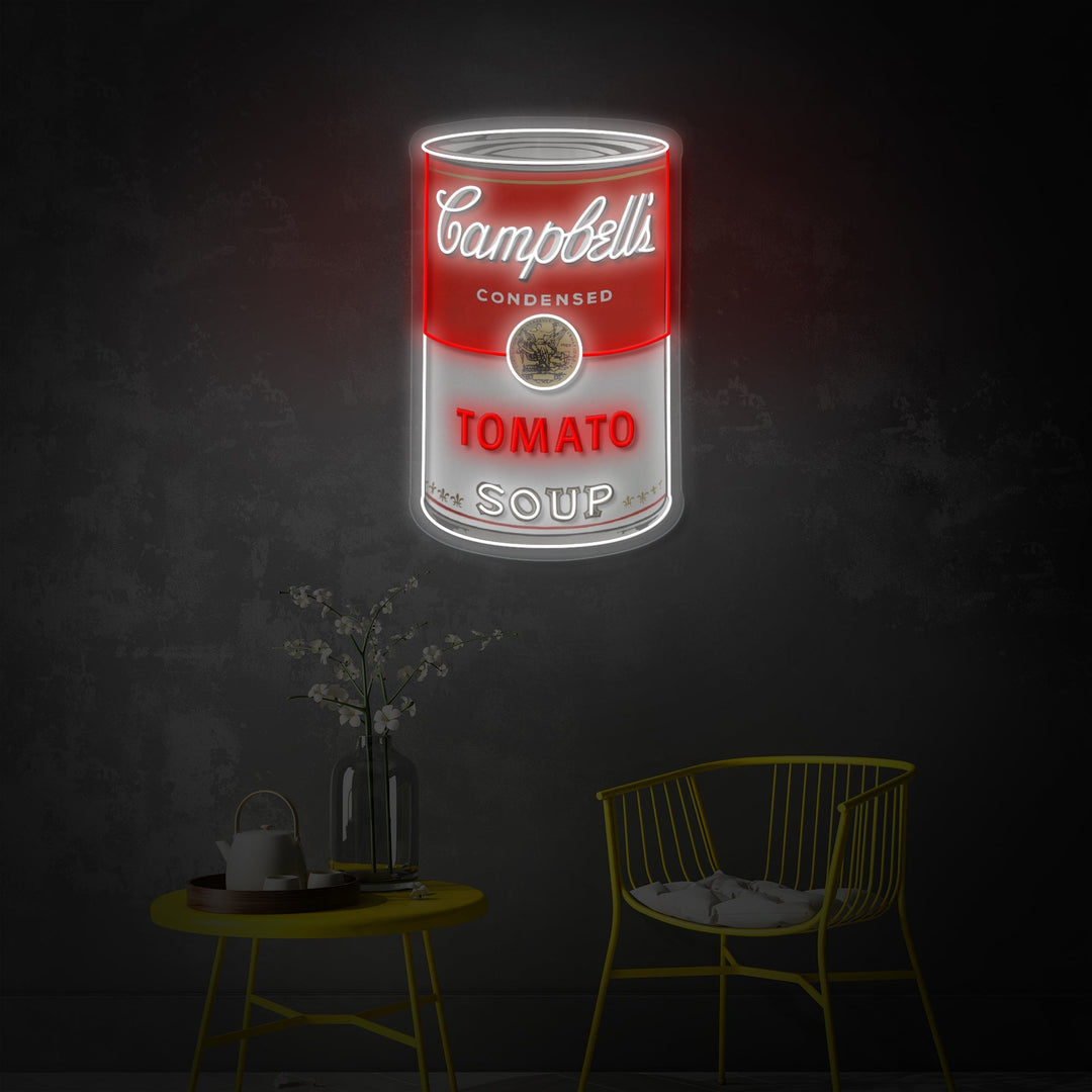 "Tomatensuppe Dose, Pop Art" UV-bedruckt LED-Neonschild