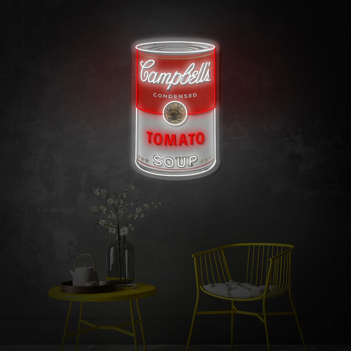 "Tomatensuppe Dose, Pop Art" UV-bedruckt LED-Neonschild