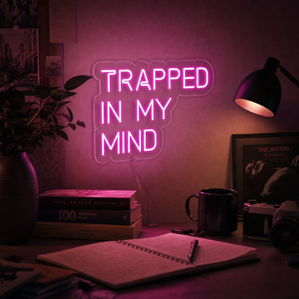 "Trapped in My Mind" Neonschrift