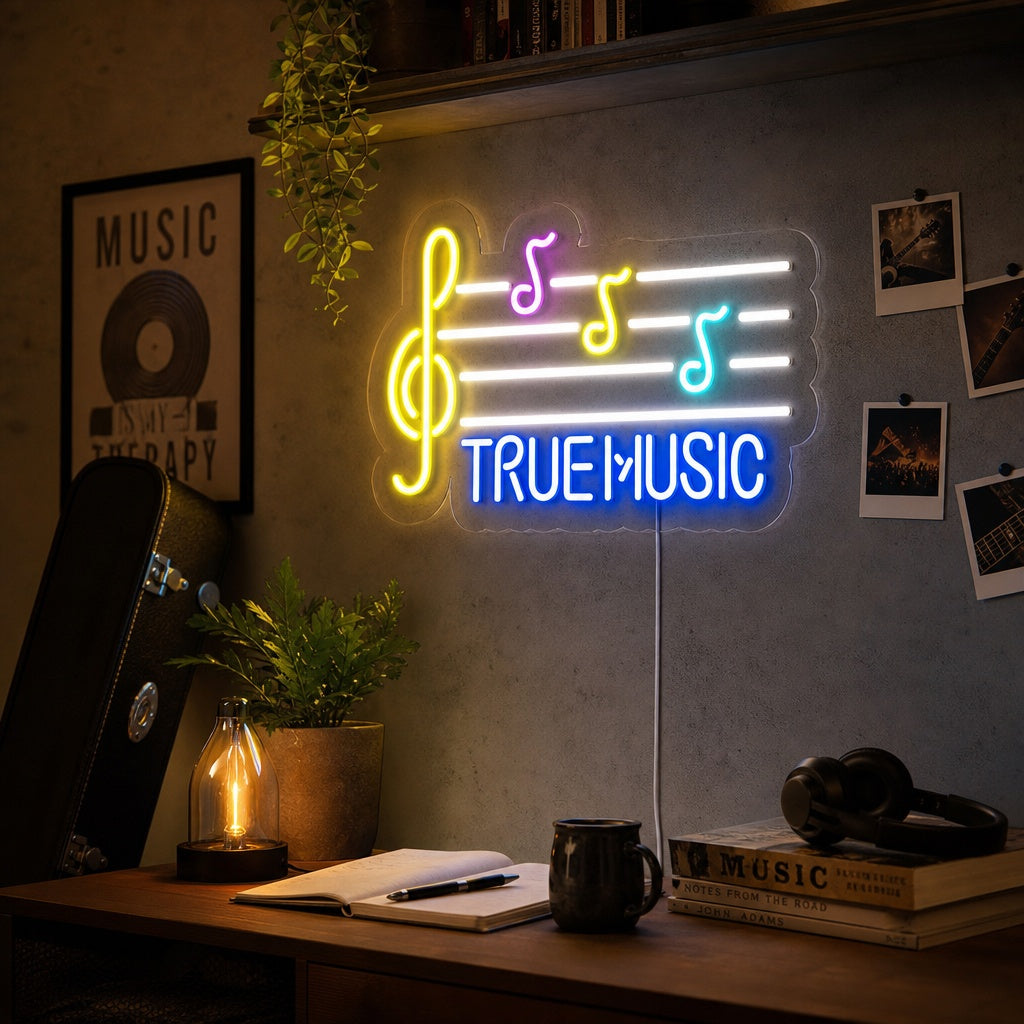 "True Music" Neonschrift