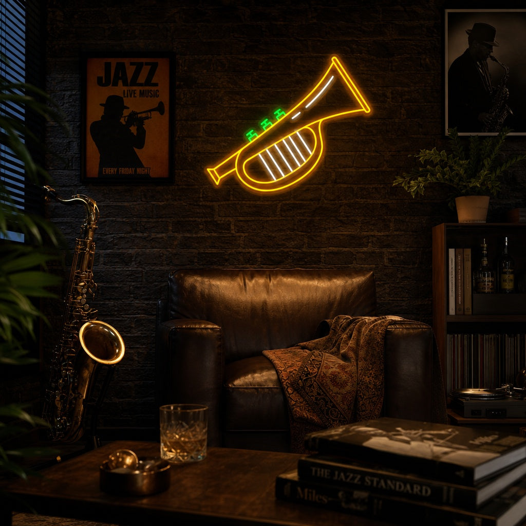 "Trompeten Jazz" Neonschrift