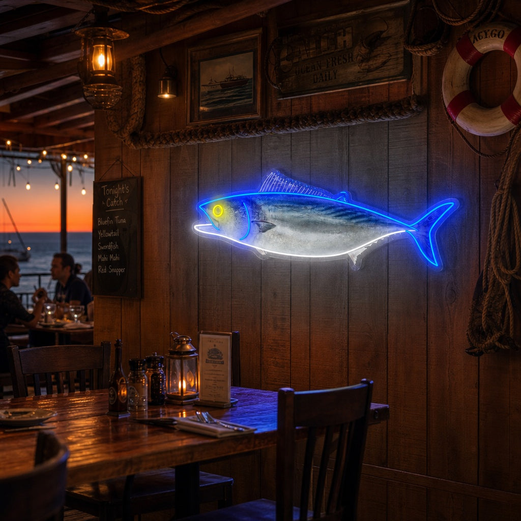 Thunfisch Neonschild, Japanische Restaurantdekoration
