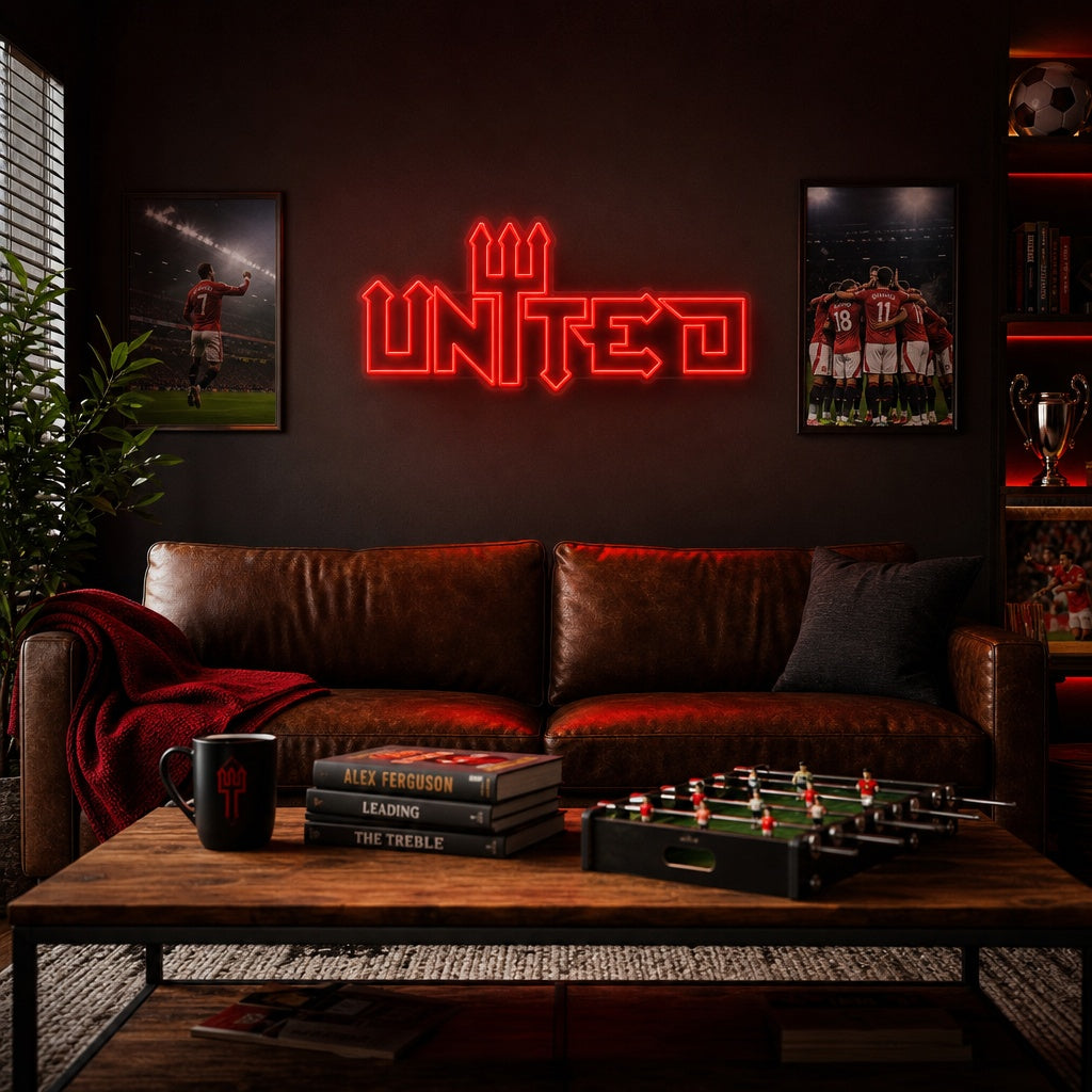 "United Fußballmannschaft" Neonschrift