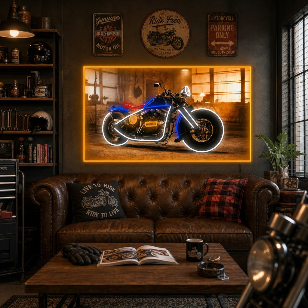 "Vintage-Bobber-Motorrad" Neonschild