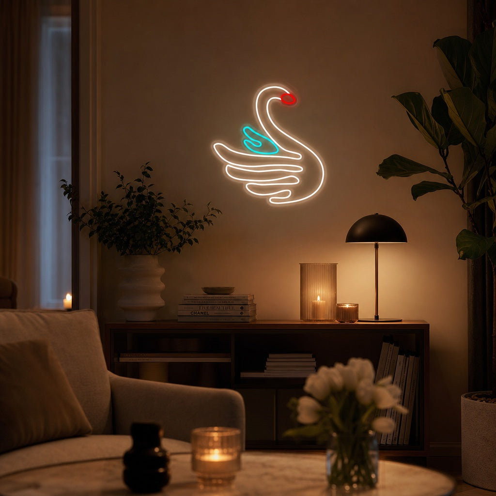 "Weißer Schwan" Neonschrift