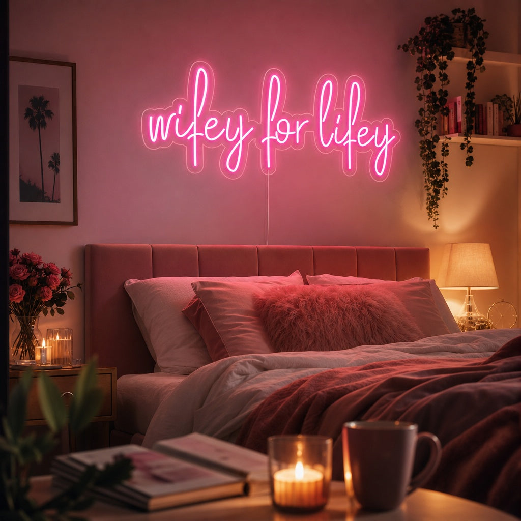 "Wifey For Lifey" Neonschrift
