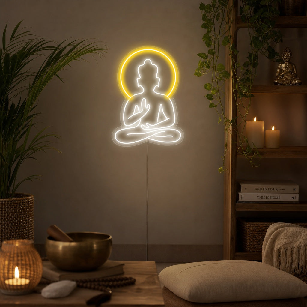 "Yoga Buddha, Yoga Wandkunst, Yoga Dekor" Neonschrift
