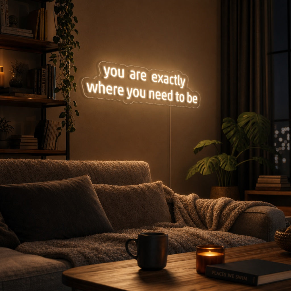 "You Are Exactly Where You Need To Be" Neonschrift