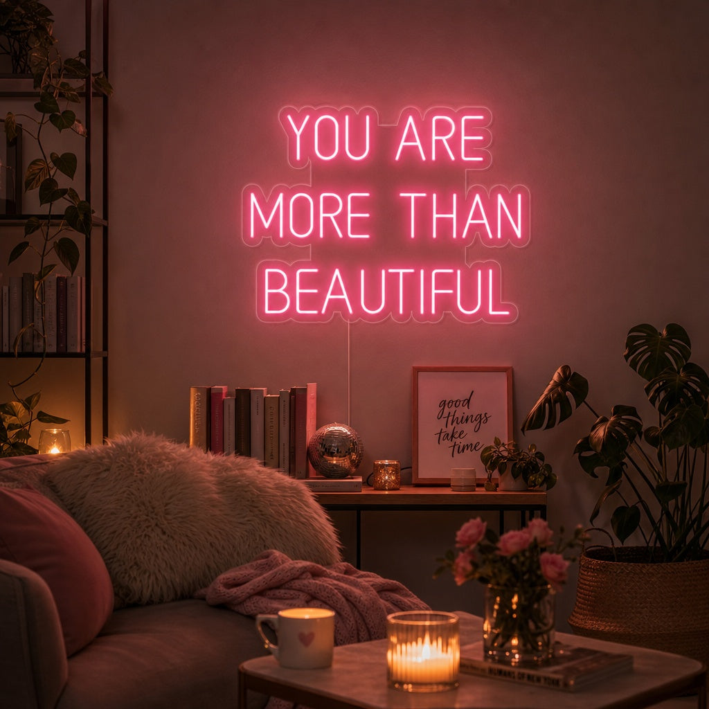 "You Are More Than Beautiful" Neonschrift